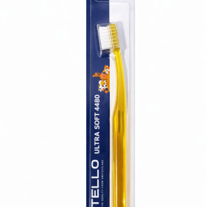 TELLO 4480 Junior Yellow 1 szt - bardzo gęsta delikatna szczoteczka do mycia zębów dla dzieci 7-12 lat
