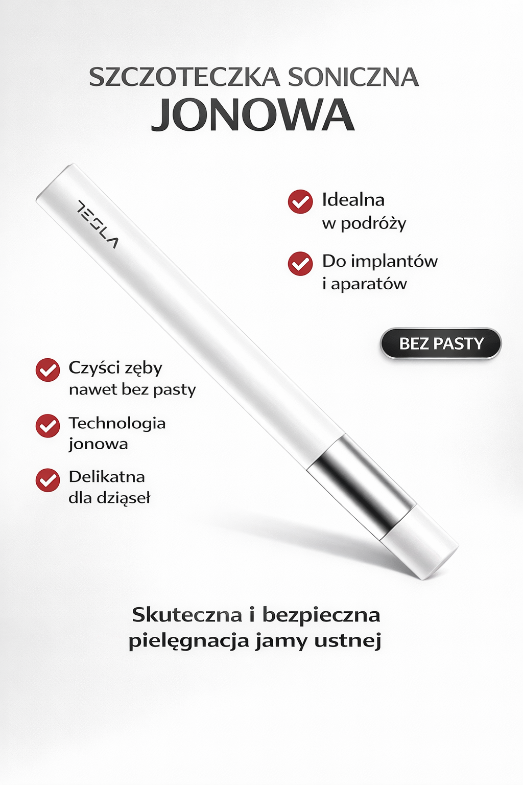 TESLA TRAVEL PEARL WHITE - jonowo-soniczna szczoteczka do mycia zębów, perłowa biel - obrazek 2