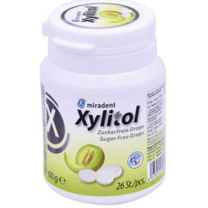 MIRADENT Xylitol Drops - przeciwpróchnicze cukierki z ksylitolem dla dzieci i dorosłych, 25 szt, smak melon