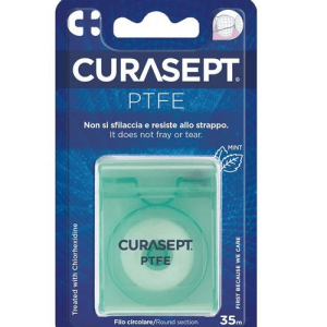 Curasept FLOSS PTFE 35 m - taśma dentystyczna pokryta teflonem Z CHLORHEKSYDYNĄ