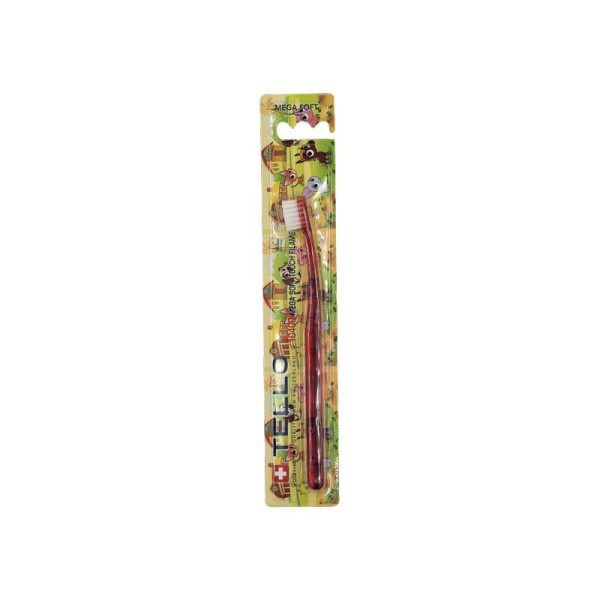 TELLO KIDS 10400 Red 1 szt - ultra delikatna szczoteczka do mycia zębów mlecznych do 6 roku życia