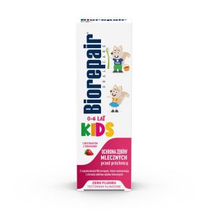 Biorepair KIDS 50 ml - wzmacniająco-ochronna pasta bez fluoru do zębów mlecznych o smaku truskawki
