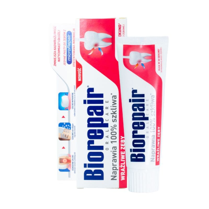 BIOREPAIR Wrażliwe Zęby - pasta do wrażliwych zębów z cząsteczkami Microrepair naprawiająca powierzchnię szkliwa, bez fluoru, 75 ml