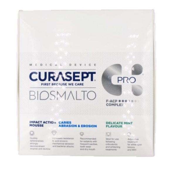 CURASEPT BIOSMALTO PROTECTION MOUSSE + nakładki - mus miętowy do intensywnego wzmacniania szkliwa, 150 ml