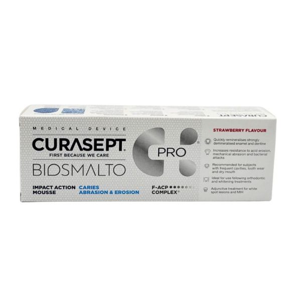 CURASEPT BIOSMALTO PROTECTION MOUSSE 150 ml - mus truskawkowy do intensywnego wzmacniania szkliwa, duże opakowanie
