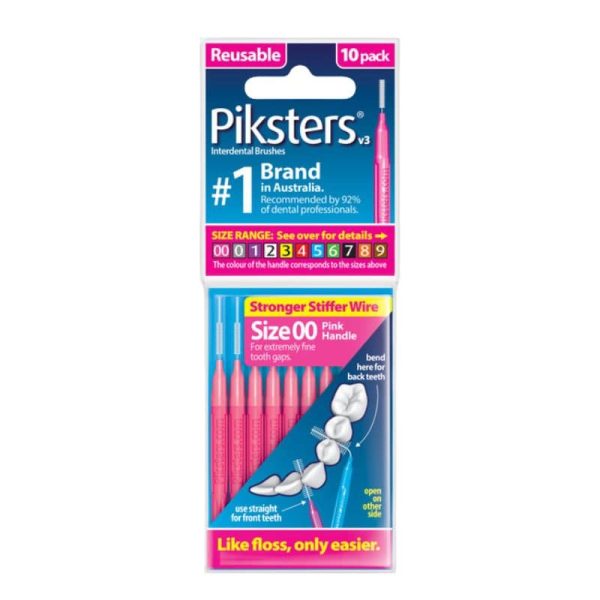 PIKSTERS Regular 00 - szczoteczki międzyzębowe ULTRA SMALL 0.32, różowe 10 szt