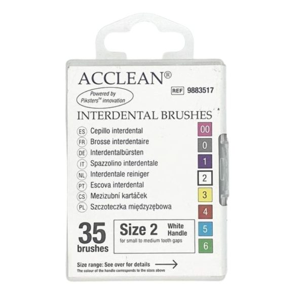 ACCLEAN Interdental 2 - szczoteczki międzyzębowe SMALL/MEDIUM 0.52, białe 35 szt
