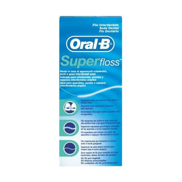 ORAL-B SuperFloss - Nić dentystyczna do czyszczenia aparatów ortodontycznych, mostów 50x60cm