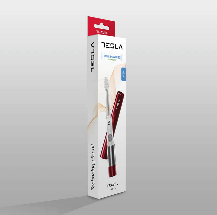 TESLA TRAVEL RED - jonowo-soniczna szczoteczka do mycia zębów, wiśniowa czerwień - obrazek 4