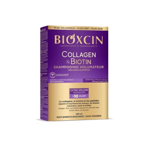 BIOXCIN Collagen & Biotin 300 ml - szampon wzmacniający i dodający objętości do mycia włosów