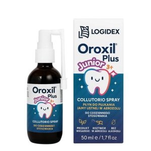 Oroxil Plus Junior 50 ml - antybakteryjny spray przeciw próchnicy zębów o smaku truskawkowym
