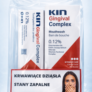 Zestaw KIN Gingival Complex - płyn do płukania jamy ustnej z chlorheksydyną, 250 ml + pasta KIN Gingival 75ml
