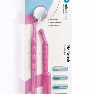 Zestaw PIC BRUSH COMBI SET: lusterko, uchwyt + 4 szczotki międzyzębowe kolor różowy