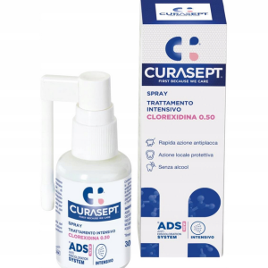 Curasept ADS 050 – antybakteryjny spray na stany zapalne jamy ustnej (0,50% chlorheksydyny)