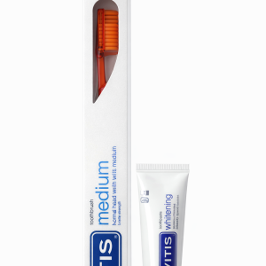 VITIS Medium - średnio-miękka szczoteczka do zębów + pasta 15ml VITIS Whitening GRATIS