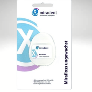 MIRADENT Mirafloss Tape 20 m - mocna taśma dentystyczna niewoskowana do czyszczenia przestrzeni między zębami