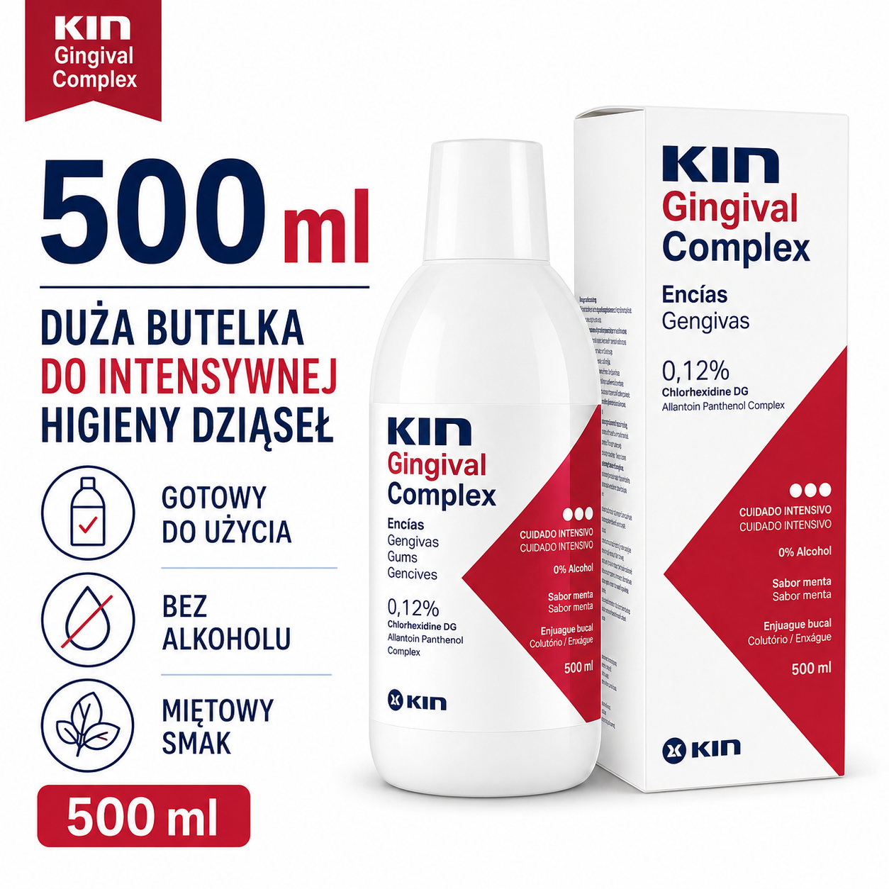 KIN Gingival Complex 500 ml – płyn z chlorheksydyną 0,12% i CPC 0,05% na dziąsła - obrazek 7