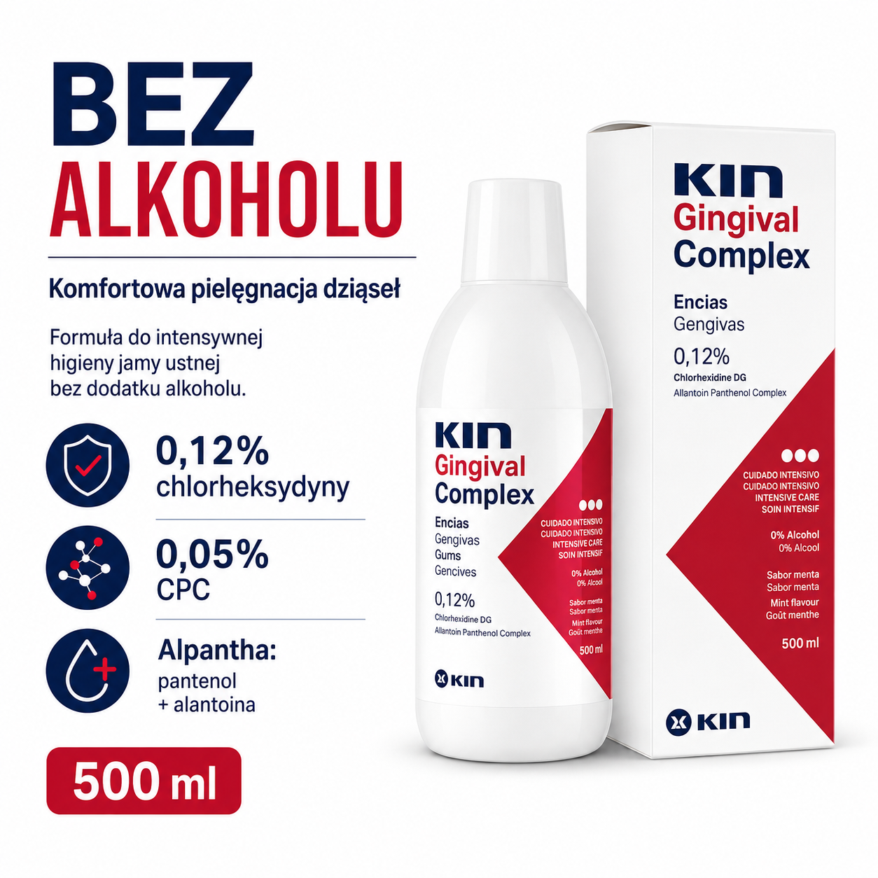 KIN Gingival Complex 500 ml – płyn z chlorheksydyną 0,12% i CPC 0,05% na dziąsła - obrazek 6