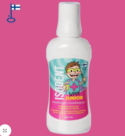 IsoDent Super Junior – płyn do płukania jamy ustnej dla dzieci o smaku gumy balonowej 100ml