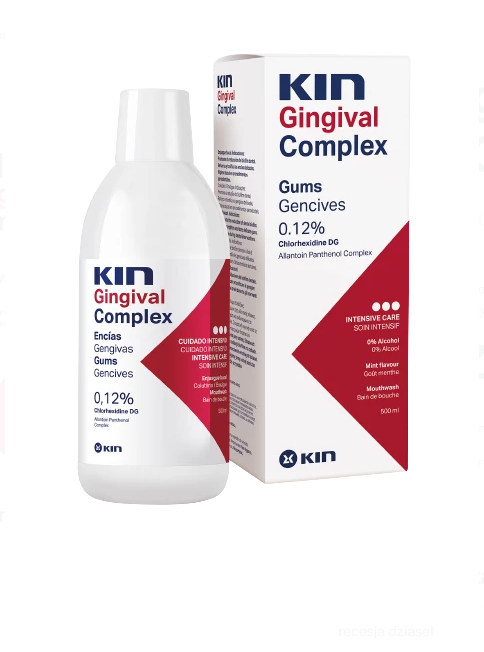 KIN Gingival Complex 500 ml – płyn z chlorheksydyną 0,12% i CPC 0,05% na dziąsła