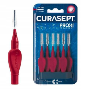 Curasept Proxi Treatment T13 1,3 mm bordowe – szczoteczki międzyzębowe stożkowe, 6 szt.