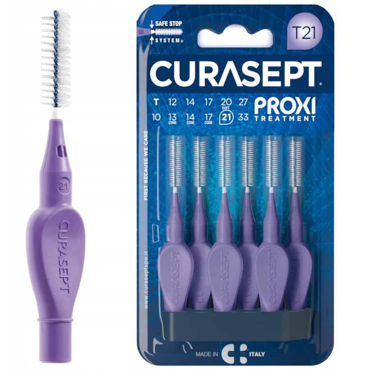Curasept Proxi Treatment T21 2,1 mm – szczoteczki międzyzębowe fioletowe, 6 szt.