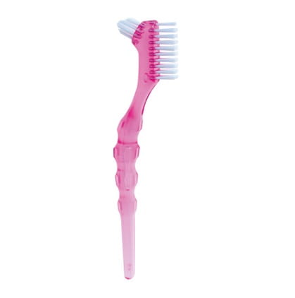 MIRADENT Protho Brush De Luxe - szczotka do czyszczenia protez, różowa