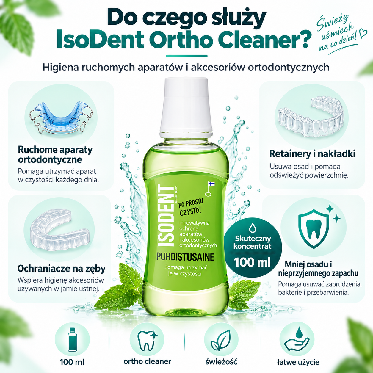 IsoDent Ortho Cleaner 100 ml – koncentrat do aparatów, nakładek i ochraniaczy - obrazek 2