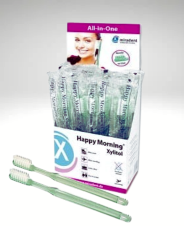 Happy Morning Xylitol – jednorazowa szczoteczka do zębów z pastą i ksylitolem, 1 szt.