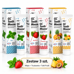 GC Tooth Mousse 3 x 40 g Mięta + Truskawka + Tutti-Frutti – zestaw 3 szt.