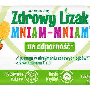 Zdrowy Lizak Mniam-Mniam cytrynowy 1 szt. – bez cukru, z ksylitolem i wit. C + D