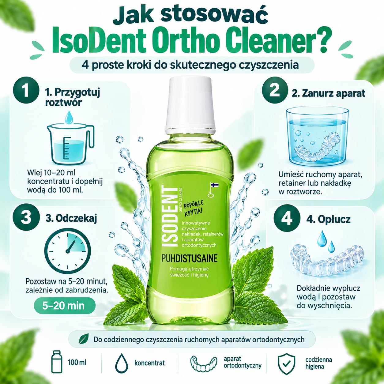 IsoDent Ortho Cleaner 250 ml – koncentrat do aparatów, nakładek i ochraniaczy - obrazek 2