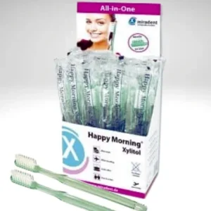 Happy Morning Xylitol – jednorazowa szczoteczka do zębów z pastą i ksylitolem, 1 szt.