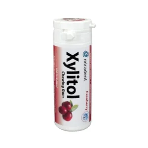 Miradent Xylitol Cranberry – guma z ksylitolem bez cukru, żurawina, 30 szt.