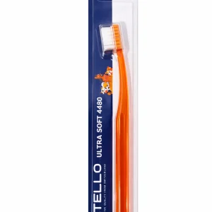 TELLO 4480 Junior Orange 1 szt - bardzo gęsta delikatna szczoteczka do mycia zębów dla dzieci 7-12 lat