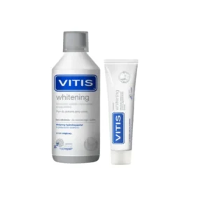 VITIS Whitening SET 600ml - zestaw wybielajacy do codziennej pielęgnacji zębów i jamy ustnej, pasta i płyn