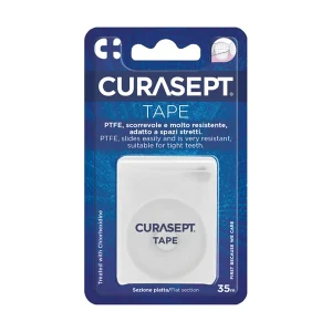 CURASEPT TAPE PTFE 35 m - taśma dentystyczna płaska z chlorhexydyną