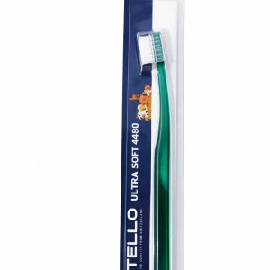 TELLO 4480 Junior Green 1 szt - bardzo gęsta delikatna szczoteczka do mycia zębów dla dzieci 7-12 lat