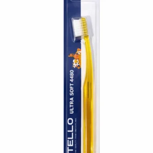 TELLO 4480 Junior Yellow 1 szt - bardzo gęsta delikatna szczoteczka do mycia zębów dla dzieci 7-12 lat