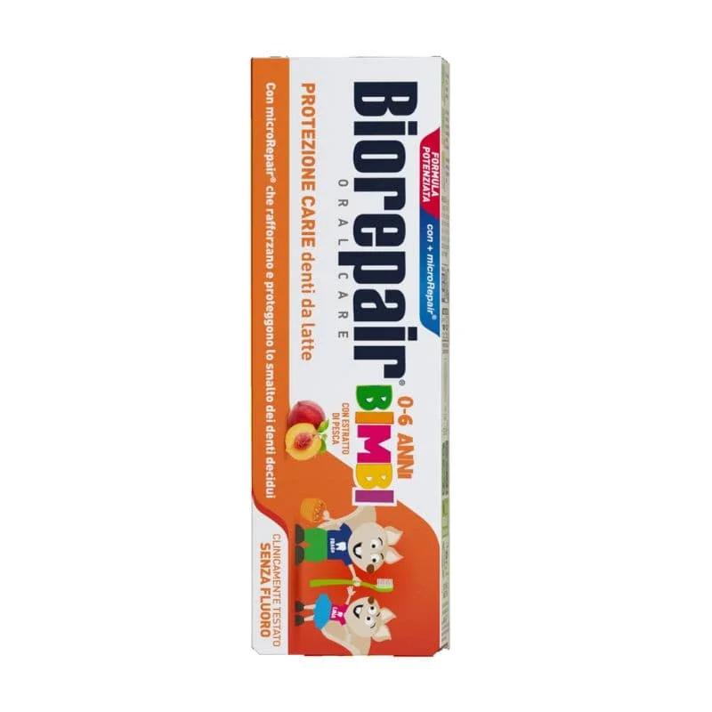 Biorepair KIDS 50 ml - wzmacniająco-ochronna pasta do zębów mlecznych o smaku brzoskwini