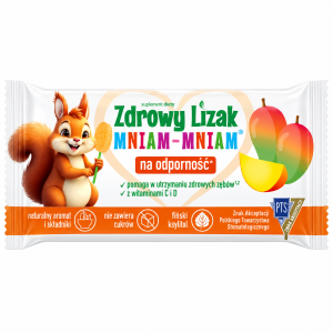 Zdrowy Lizak Mniam-Mniam mango 1 szt. – bez cukru, z ksylitolem i wit. C + D