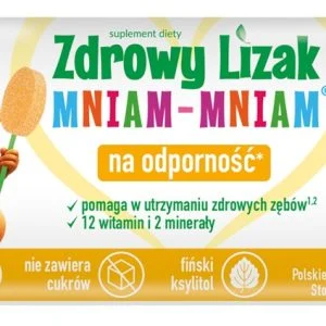 Zdrowy Lizak Mniam-Mniam ananasowy 1 szt. – bez cukru, z ksylitolem i witaminami