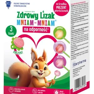 Zdrowy Lizak Mniam-Mniam 3 smaki + pierścionek bez cukru z ksylitolem