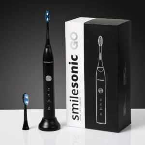 Czarna szczoteczka Smilesonic GO Black, dwie końcówki DailyCare i ładowarka indukcyjna